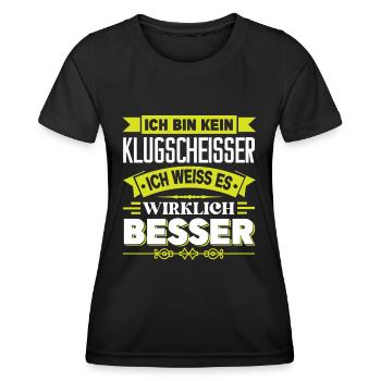 Ich bin kein Klugscheisser ich weiss es wirklich - Frauen Funktions-T-Shirt - Schwarz - Vorne - AI Model Female 172 light (172cm)