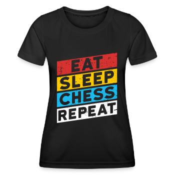 | D’ÉCHECS MANGER DORMIR CHESS RÉPÉTER - T-shirt sport Femme - noir - Devant - AI Model Female 172 light (172cm)