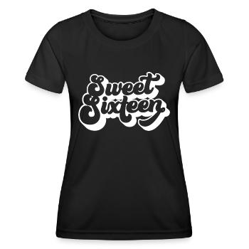 Sweet Sixteen mignon 16e anniversaire cadeau 16 ans - T-shirt sport Femme - noir - Devant - AI Model Female 172 light (172cm)