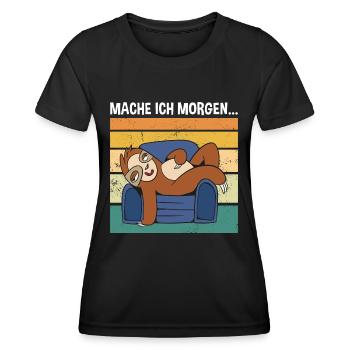 Mache Ich Morgen... Süßes Faultier - Frauen Funktions-T-Shirt - Schwarz - Vorne - AI Model Female 172 light (172cm)