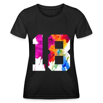NUMMER 18 JAHRE ALT 18. GEBURTSTAG - Frauen Funktions-T-Shirt - Schwarz - Vorne - AI Model Female 172 light (172cm)