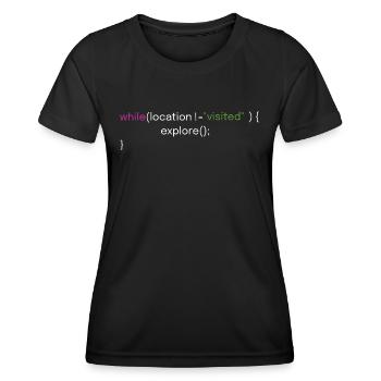 Conception de voyage et de codage - T-shirt sport Femme - noir - Devant - AI Model Female 172 light (172cm)