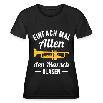 Trompete Musiker Trompeter Orchester Blasmusik - Frauen Funktions-T-Shirt - Schwarz - Vorne - AI Model Female 172 light (172cm)