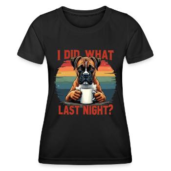 J’ai fait ce que j’ai fait hier soir Boxer Boxerhalter Boxerhund - T-shirt sport Femme - noir - Devant - AI Model Female 172 light (172cm)