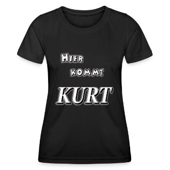 Voici kurt t-shirt tshirt tee shirt prénom - T-shirt sport Femme - noir - Devant - AI Model Female 172 light (172cm)