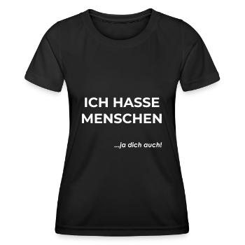 Ich hasse Menschen - Frauen Funktions-T-Shirt - Schwarz - Vorne - AI Model Female 172 light (172cm)