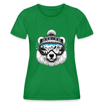 Ours avec des lunettes de ski sur la pente des montagnes enneigées des vacances de ski - T-shirt sport Femme - vert - Devant - AI Model Female 172 dark (172cm)