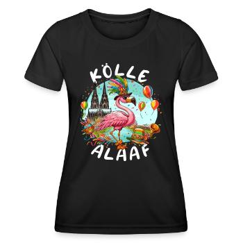 Karneval Köln Kölle Alaaf Flamingo Weiberfastnacht - Frauen Funktions-T-Shirt - Schwarz - Vorne - AI Model Female 172 light (172cm)