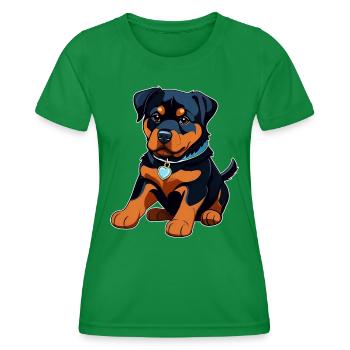 Niedlicher Rottweiler Welpe - Frauen Funktions-T-Shirt - Kelly Green - Vorne - AI Model Female 172 dark (172cm)