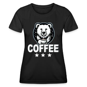 Eisbär vom Nordpol liebt Kaffee im Café Barista - Frauen Funktions-T-Shirt - Schwarz - Vorne - AI Model Female 172 light (172cm)