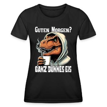 Dinosaur Coffee Morning Grouch Colleague Office Tired - Women's Functional T-Shirt - black - Front - AI Model Female 172 light (172cm)