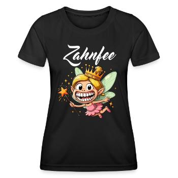 Lustige Zahnfee Karneval Kostüm Zauberstab Sterne - Frauen Funktions-T-Shirt - Schwarz - Vorne - AI Model Female 172 light (172cm)