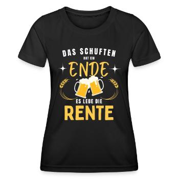 Rente Ruhestand Bier Rentner Schuften lustig Party - Frauen Funktions-T-Shirt - Schwarz - Vorne - AI Model Female 172 light (172cm)