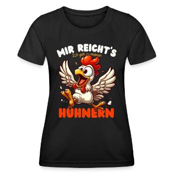 poulet, poulets, poulailler, poulailler, volaille, drôle, - T-shirt sport Femme - noir - Devant - AI Model Female 172 light (172cm)