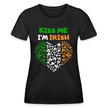 Fête de la Saint-Patrick Irlande coeur drapeau irlandais baiser - T-shirt sport Femme - noir - Devant - AI Model Female 172 light (172cm)