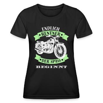 Retirement Retiree Motorcycle Retirement Biker Fun Funny - Women's Functional T-Shirt - black - Front - AI Model Female 172 light (172cm)