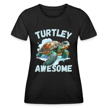 Turtle Reptile Earth Day Watercolor Nature Prehistoric - Women's Functional T-Shirt - black - Front - AI Model Female 172 light (172cm)