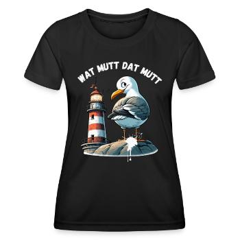 Hamburg Dialekt Möwe Lustig Leuchtturm Norden Fun - Frauen Funktions-T-Shirt - Schwarz - Vorne - AI Model Female 172 light (172cm)