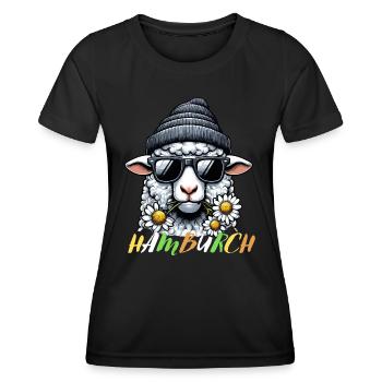 Hamburg Hamburch Schaf Hansestadt Küste Nordsee - Frauen Funktions-T-Shirt - Schwarz - Vorne - AI Model Female 172 light (172cm)