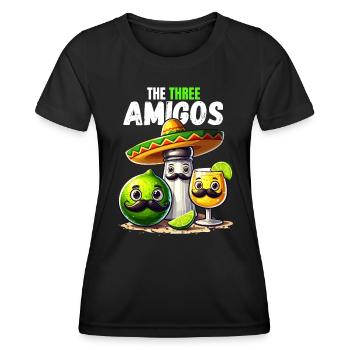 Three Amigos Tequila Lime Salt Mexico Funny - Women's Functional T-Shirt - black - Front - AI Model Female 172 light (172cm)