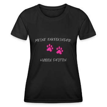 Hunde Oma Meine Enkelkinder haben Pfoten - Frauen Funktions-T-Shirt - Schwarz - Vorne - AI Model Female 172 light (172cm)