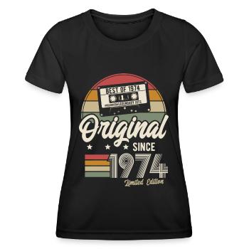 Original depuis 1974 Vintage Retro Anniversaire - T-shirt sport Femme - noir - Devant - AI Model Female 172 light (172cm)