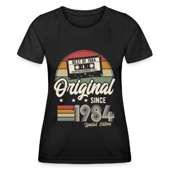 Original seit 1984 Vintage Retro Geburtstag - Frauen Funktions-T-Shirt - Schwarz - Vorne - AI Model Female 172 light (172cm)
