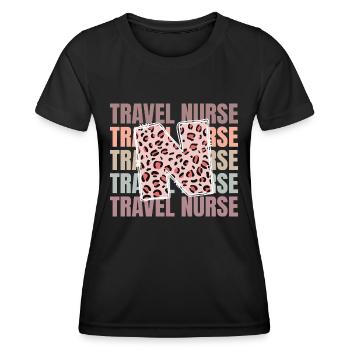 Leopard Travel Nurse Life - Women's Functional T-Shirt - black - Front - AI Model Female 172 light (172cm)