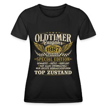 Oldtimer Baujahr 1987 Jahrgang Geburtstag Geschenk - Frauen Funktions-T-Shirt - Schwarz - Vorne - AI Model Female 172 light (172cm)