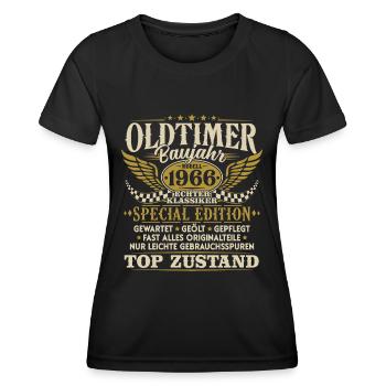 Oldtimer Baujahr 1966 Jahrgang Geburtstag Geschenk - Frauen Funktions-T-Shirt - Schwarz - Vorne - AI Model Female 172 light (172cm)