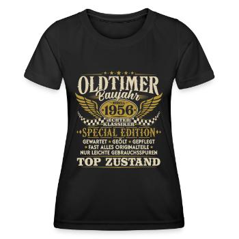 Oldtimer Baujahr 1956 Jahrgang Geburtstag Geschenk - Frauen Funktions-T-Shirt - Schwarz - Vorne - AI Model Female 172 light (172cm)