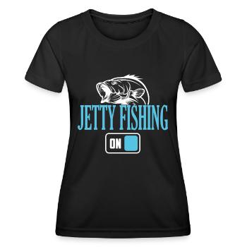Fisherman Jetty Angelmodus Ein - Frauen Funktions-T-Shirt - Schwarz - Vorne - AI Model Female 172 light (172cm)