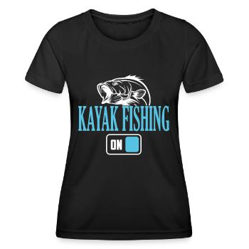 Mode de pêche en kayak de pêcheur activé - T-shirt sport Femme - noir - Devant - AI Model Female 172 light (172cm)