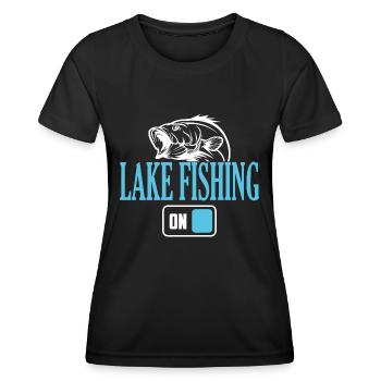 Mode de pêche du lac Fisherman activé - T-shirt sport Femme - noir - Devant - AI Model Female 172 light (172cm)