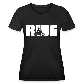 Ride Motorradfahrerin Chopper - Frauen Funktions-T-Shirt - Schwarz - Vorne - AI Model Female 172 light (172cm)
