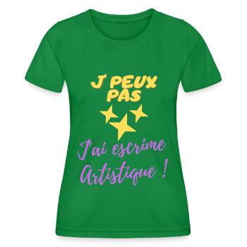j peux pas j ai escrime artistique - T-shirt sport Femme - vert - Devant - AI Model Female 172 dark (172cm)