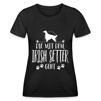 DIE MIT IRISH SETTER GEHT Hunde Spruch Wilsigns - Frauen Funktions-T-Shirt - Schwarz - Vorne - AI Model Female 172 light (172cm)