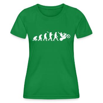 Motorrad Biker Evolution Motorradfahrer - Frauen Funktions-T-Shirt - Kelly Green - Vorne - AI Model Female 172 dark (172cm)