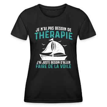 j'ai juste besoin d'aller faire de la voile - T-shirt sport Femme - noir - Devant - AI Model Female 172 light (172cm)