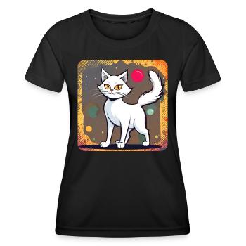 Proud White Cat - Women's Functional T-Shirt - black - Front - AI Model Female 172 light (172cm)