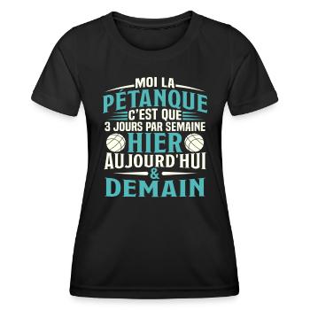 La Pétanque Hier Aujourd'Hui et Demain - T-shirt sport Femme - noir - Devant - AI Model Female 172 light (172cm)