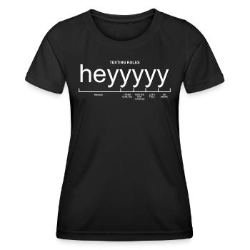 hey SMS-Regeln Lustig - Frauen Funktions-T-Shirt - Schwarz - Vorne - AI Model Female 172 light (172cm)