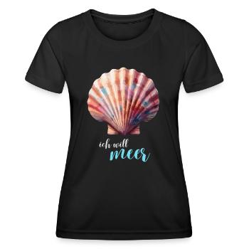 Vacances Coquillage Pétoncle Longing Vacances - T-shirt sport Femme - noir - Devant - AI Model Female 172 light (172cm)