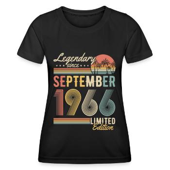 September 1966 born Vintage Birthday Retro - Women's Functional T-Shirt - black - Front - AI Model Female 172 light (172cm)