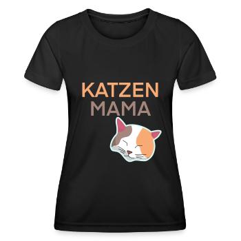 Katzen Mama Motiv für Frauen Tshirt - Frauen Funktions-T-Shirt - Schwarz - Vorne - AI Model Female 172 light (172cm)