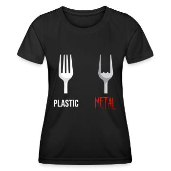 Fourchette Plastic Metal Musique - T-shirt sport Femme - noir - Devant - AI Model Female 172 light (172cm)