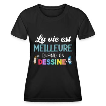 Dessinateur Illustrateur Cadeau Dessin Dessiner - T-shirt sport Femme - noir - Devant - AI Model Female 172 light (172cm)
