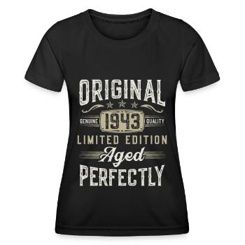 Né en 1943 Vintage Retro Anniversaire - T-shirt sport Femme - noir - Devant - AI Model Female 172 light (172cm)