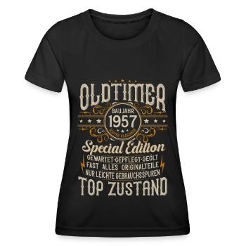 Oldtimer Baujahr Jahrgang 1957 Geburtstag Geschenk - Frauen Funktions-T-Shirt - Schwarz - Vorne - AI Model Female 172 light (172cm)
