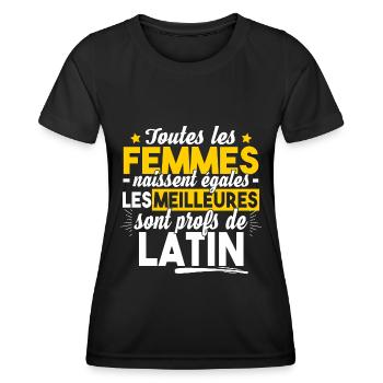 Prof Professeur Latin Métier Citations Noël - T-shirt sport Femme - noir - Devant - AI Model Female 172 light (172cm)